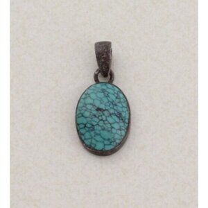 Pendant Only Sterling Silver Natural Turquoise Pendant 1 1/4" x 1/2"